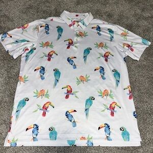 CHUBBIES MENS TOUCAN PARROT XL PERFORMANCE GOLF POLO SHIRT Euc